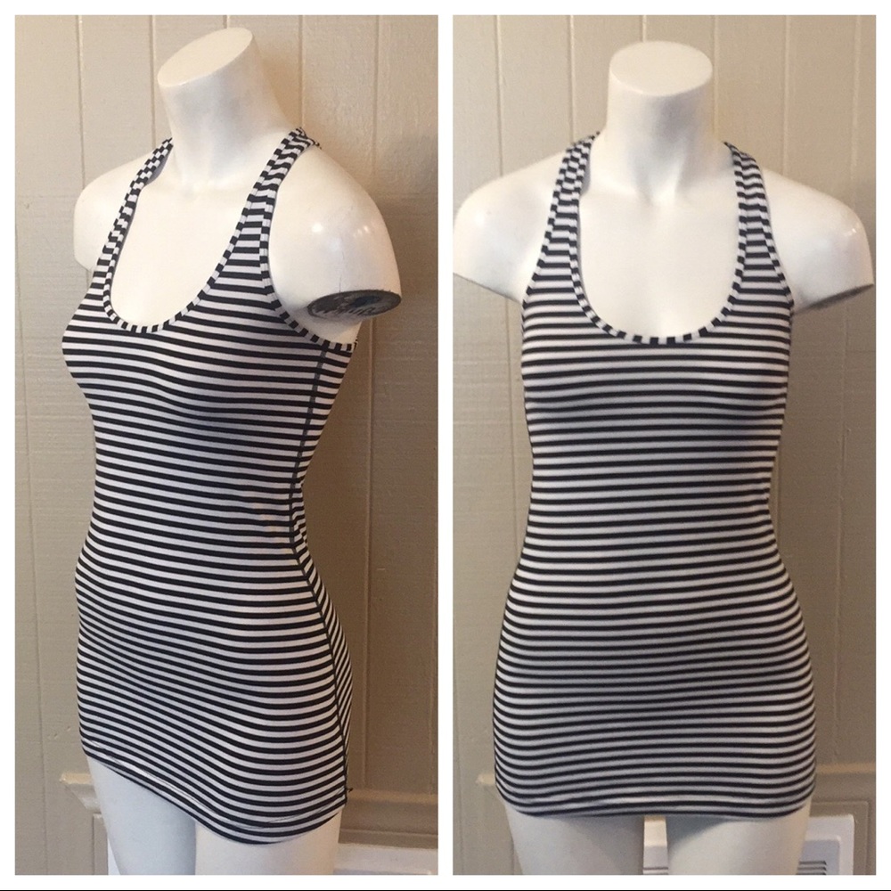 Lululemon Athletica striped tank top black white 6